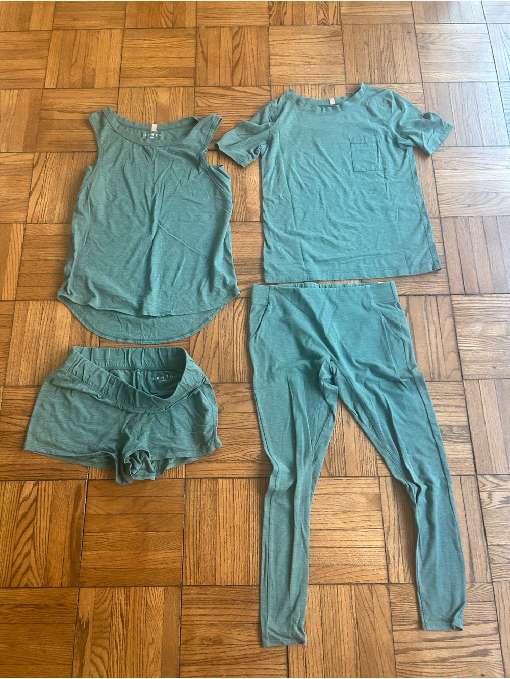 lunya Women's 4-Piece Sleepwear Set in Seafoam Green